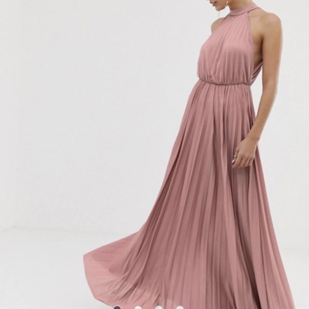ASOS dusty rose pleated maxi